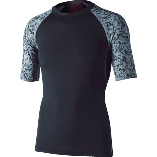 otafuku酷/除臭弹力伸展短袖脖子衬衫黑色x迷彩S JW-628-BK/ME-S-S-S